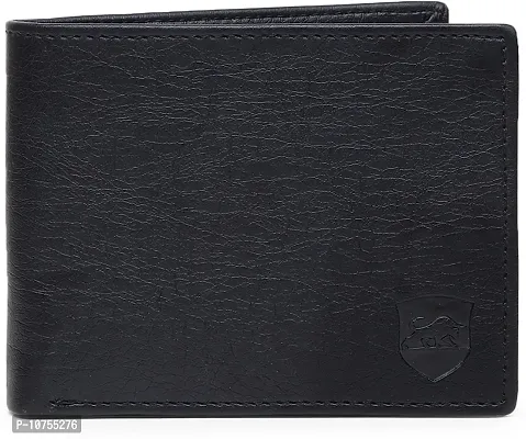 Designer Black PU Self Design Two Fold Wallet For Men-thumb2