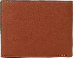 Designer Tan Artificial Leather Self Design Two Fold Wallet For Men-thumb2