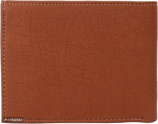 Designer Tan Artificial Leather Self Design Two Fold Wallet For Men-thumb3