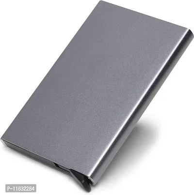Designer Grey Metal Self Design Card Holder For Men-thumb4
