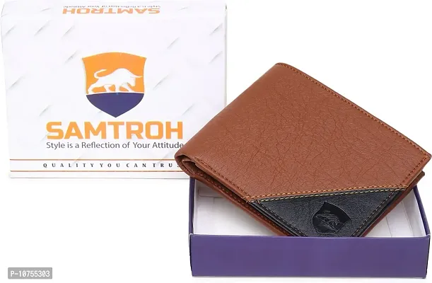 Designer Black PU Self Design Two Fold Wallet For Men