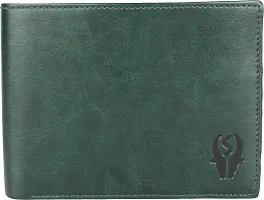 Designer Green Artificial Leather Self Design Two Fold Wallet For Men-thumb3