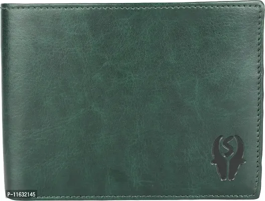 Designer Green Artificial Leather Self Design Two Fold Wallet For Men-thumb4