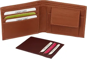 Designer Tan Artificial Leather Self Design Two Fold Wallet For Men-thumb1