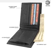 Designer Black Artificial Leather Self Design Two Fold Wallet For Men-thumb1