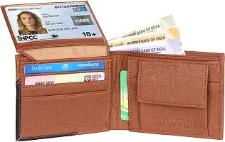 Designer Tan Artificial Leather Self Design Two Fold Wallet For Men-thumb1