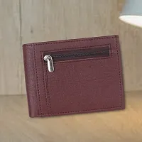 Designer Brown Artificial Leather Self Design Two Fold Wallet For Men-thumb3