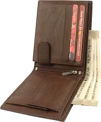 Designer Brown Artificial Leather Self Design Two Fold Wallet For Men-thumb1