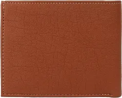 Designer Tan Artificial Leather Self Design Two Fold Wallet For Men-thumb2