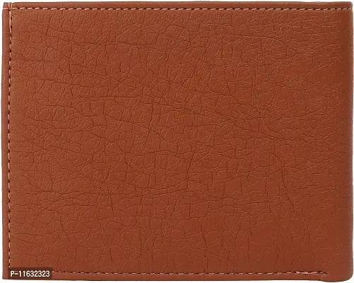 Designer Tan Artificial Leather Self Design Two Fold Wallet For Men-thumb3