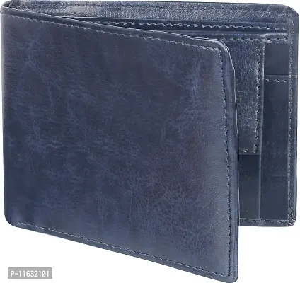 Designer Blue Artificial Leather Self Design Two Fold Wallet For Men