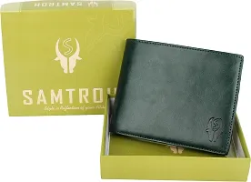 Designer Green Artificial Leather Self Design Two Fold Wallet For Men-thumb4