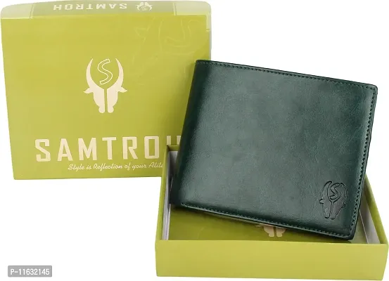 Designer Green Artificial Leather Self Design Two Fold Wallet For Men-thumb5