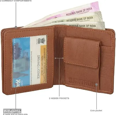 Designer Tan Artificial Leather Self Design Two Fold Wallet For Men-thumb2