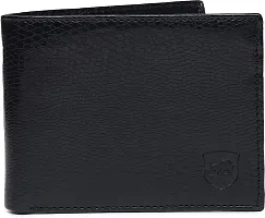 Designer Black PU Self Design Two Fold Wallet For Men-thumb1