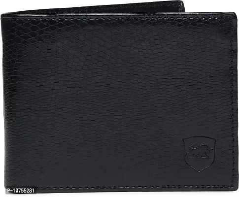 Designer Black PU Self Design Two Fold Wallet For Men-thumb2