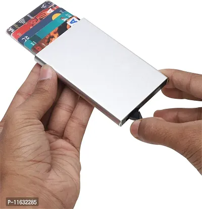 Designer Silver Metal Self Design Card Holder For Men-thumb3
