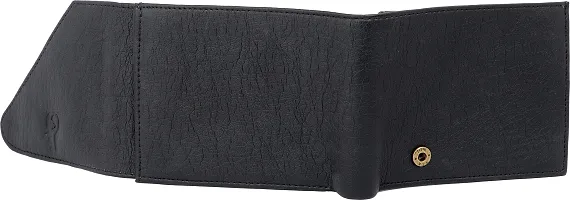 Designer Black Artificial Leather Self Design Two Fold Wallet For Men-thumb1