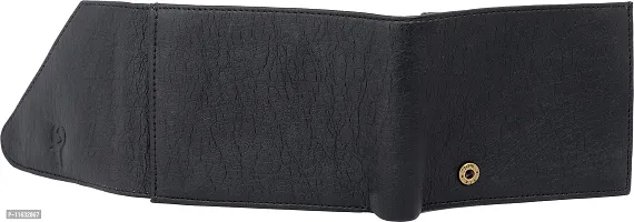 Designer Black Artificial Leather Self Design Two Fold Wallet For Men-thumb2