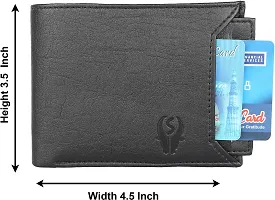 Designer Black Artificial Leather Self Design Two Fold Wallet For Men-thumb1