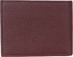 Designer Brown Artificial Leather Self Design Two Fold Wallet For Men-thumb2