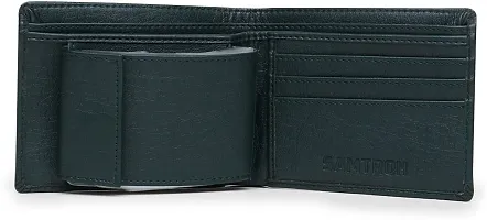 Designer Green PU Self Design Two Fold Wallet For Men-thumb3