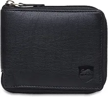 Designer Black PU Self Design Two Fold Wallet For Men-thumb2