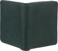 Designer Green Artificial Leather Self Design Two Fold Wallet For Men-thumb2