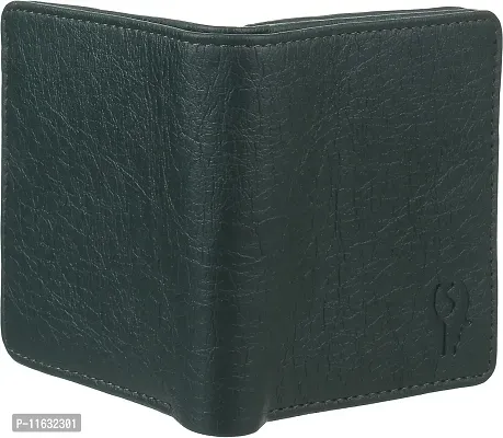 Designer Green Artificial Leather Self Design Two Fold Wallet For Men-thumb3
