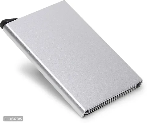 Designer Silver Metal Self Design Card Holder For Men-thumb0