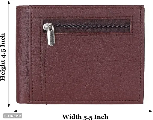 Designer Brown Artificial Leather Self Design Two Fold Wallet For Men-thumb5