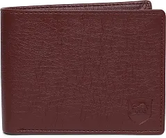 Designer Brown PU Self Design Two Fold Wallet For Men-thumb1