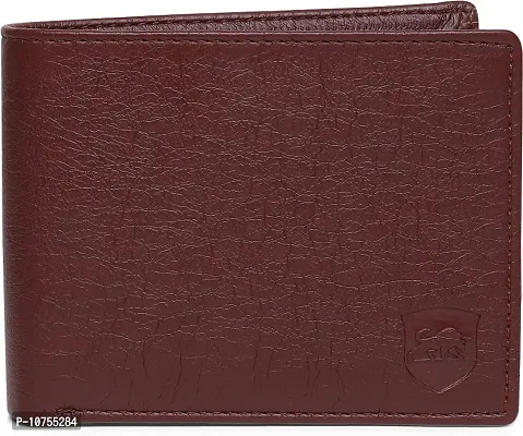 Designer Brown PU Self Design Two Fold Wallet For Men-thumb2