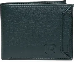 Designer Green PU Self Design Two Fold Wallet For Men-thumb2