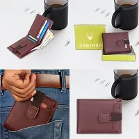 Designer Brown Artificial Leather Self Design Two Fold Wallet For Men-thumb4