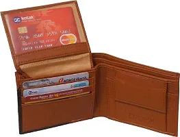 Designer Brown Artificial Leather Self Design Two Fold Wallet For Men-thumb2