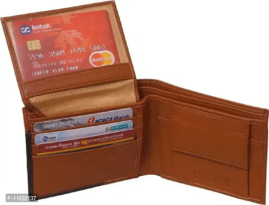 Designer Brown Artificial Leather Self Design Two Fold Wallet For Men-thumb3