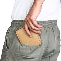 Designer Beige Artificial Leather Self Design Two Fold Wallet For Men-thumb3