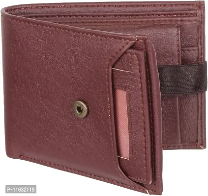 Designer Brown Artificial Leather Self Design Two Fold Wallet For Men-thumb0