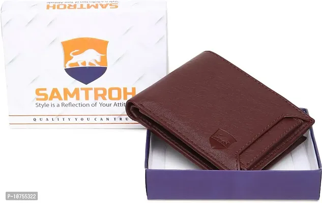 Designer Brown PU Self Design Two Fold Wallet For Men