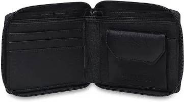 Designer Black PU Self Design Two Fold Wallet For Men-thumb1