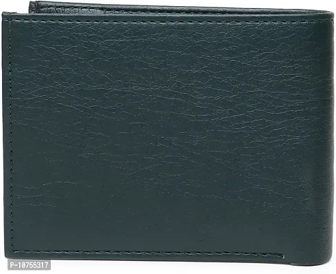 Designer Green PU Self Design Two Fold Wallet For Men-thumb4