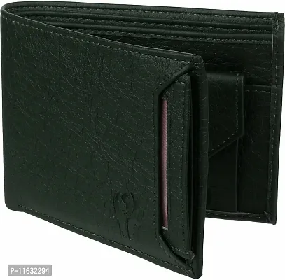 Designer Green Artificial Leather Self Design Two Fold Wallet For Men-thumb0