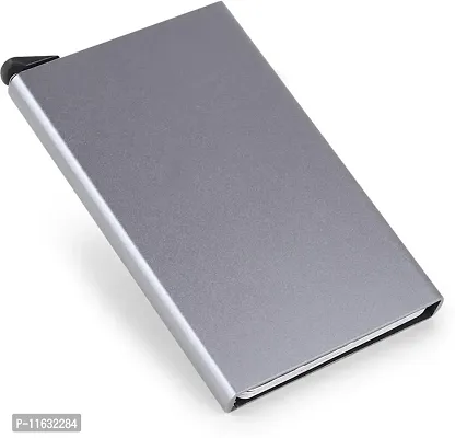 Designer Grey Metal Self Design Card Holder For Men