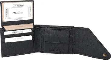 Designer Black Artificial Leather Self Design Two Fold Wallet For Men-thumb3