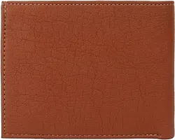 Designer Tan Artificial Leather Self Design Two Fold Wallet For Men-thumb2