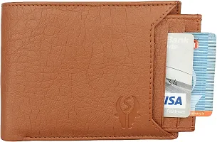 Designer Tan Artificial Leather Self Design Two Fold Wallet For Men-thumb1