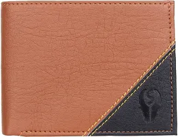 Designer Tan Artificial Leather Self Design Two Fold Wallet For Men-thumb3