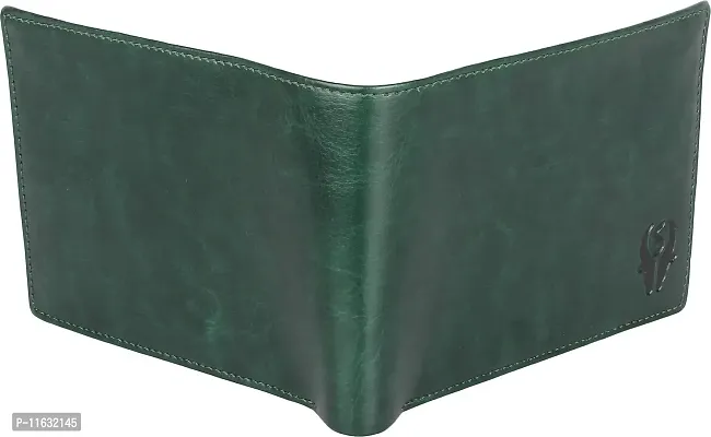 Designer Green Artificial Leather Self Design Two Fold Wallet For Men-thumb3