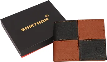 Designer Brown Artificial Leather Self Design Two Fold Wallet For Men-thumb2